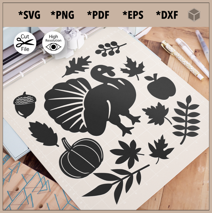 Festive Turkey Silhouette Bundle