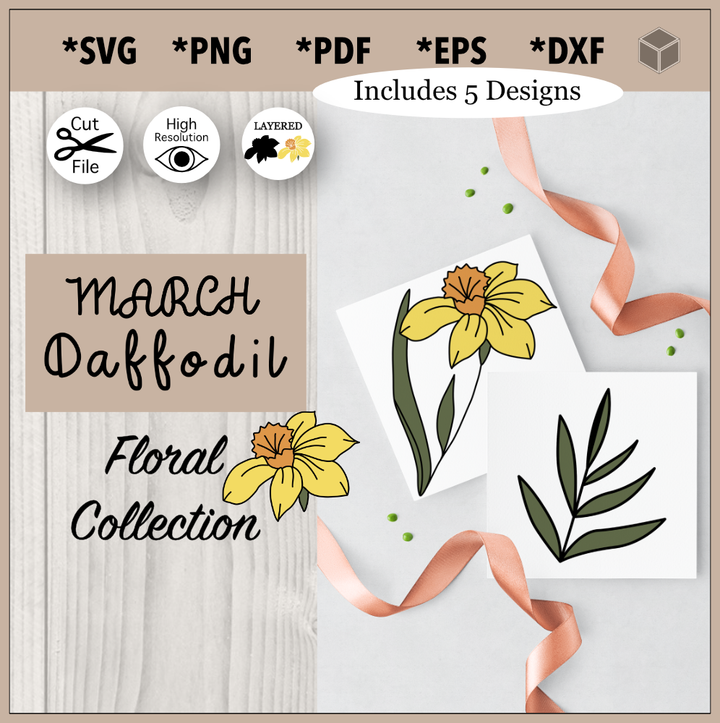 March Daffodil Flower Illustration Set