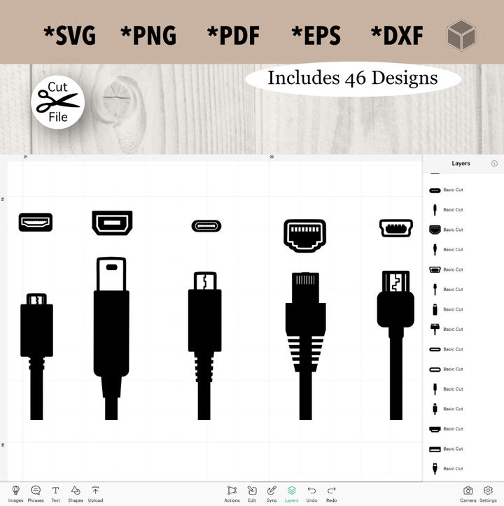 Electronic Cables Silhouettes Bundle