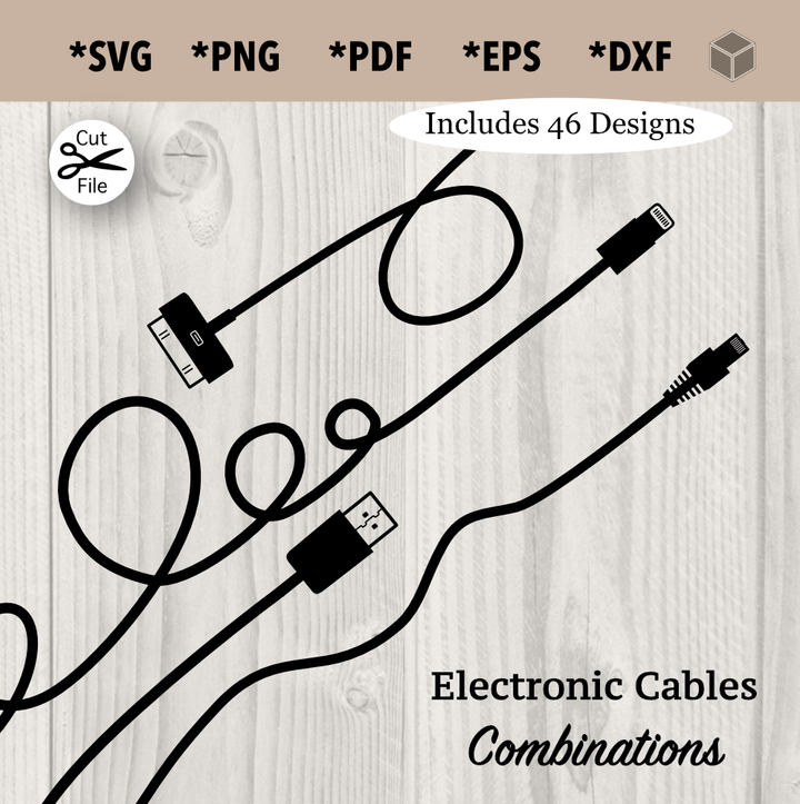 Ensemble de silhouettes de câbles électroniques
