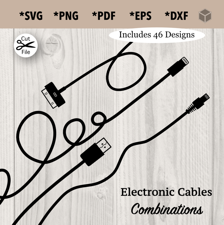 Paquete de siluetas de cables electrónicos