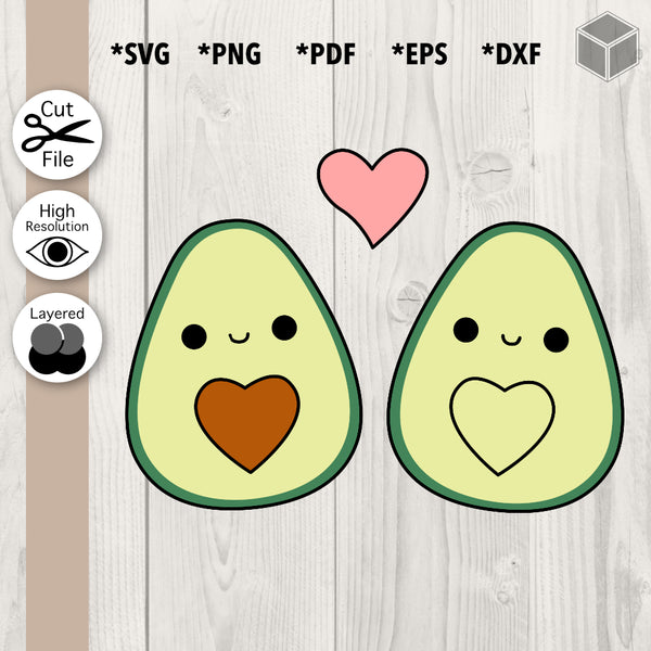 Cute avocado couple and hearts with love message Cutting Board by  ErikaVectorika