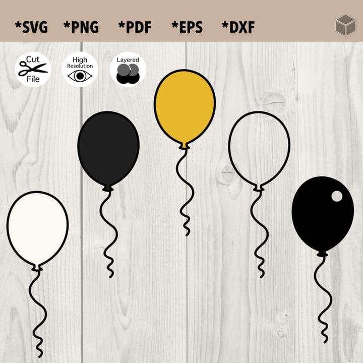 Gold, Black and White Balloons Set of 5
