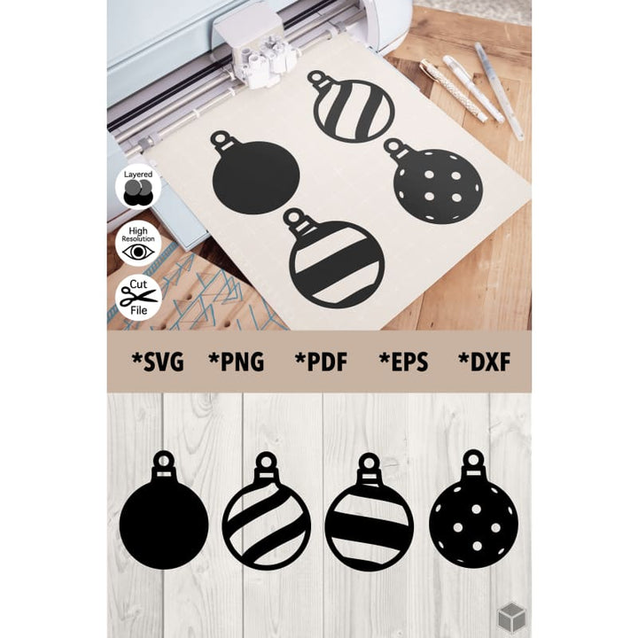 Christmas Ornaments Silhouette Set of 4