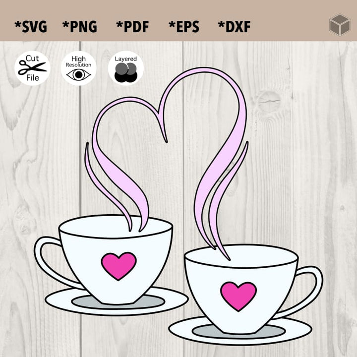 Tasses à café Vapeur en forme de coeur