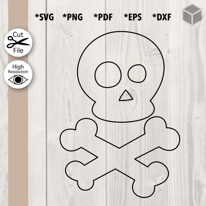 Cute Skull & Bones Outline