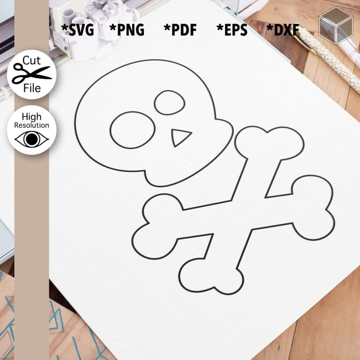 Cute Skull & Bones Outline