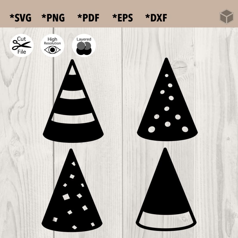 Festive Hats Silhouette Set of 4