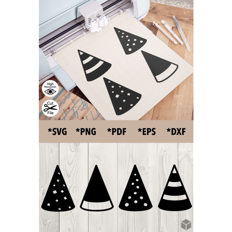 Festive Hats Silhouette Set of 4