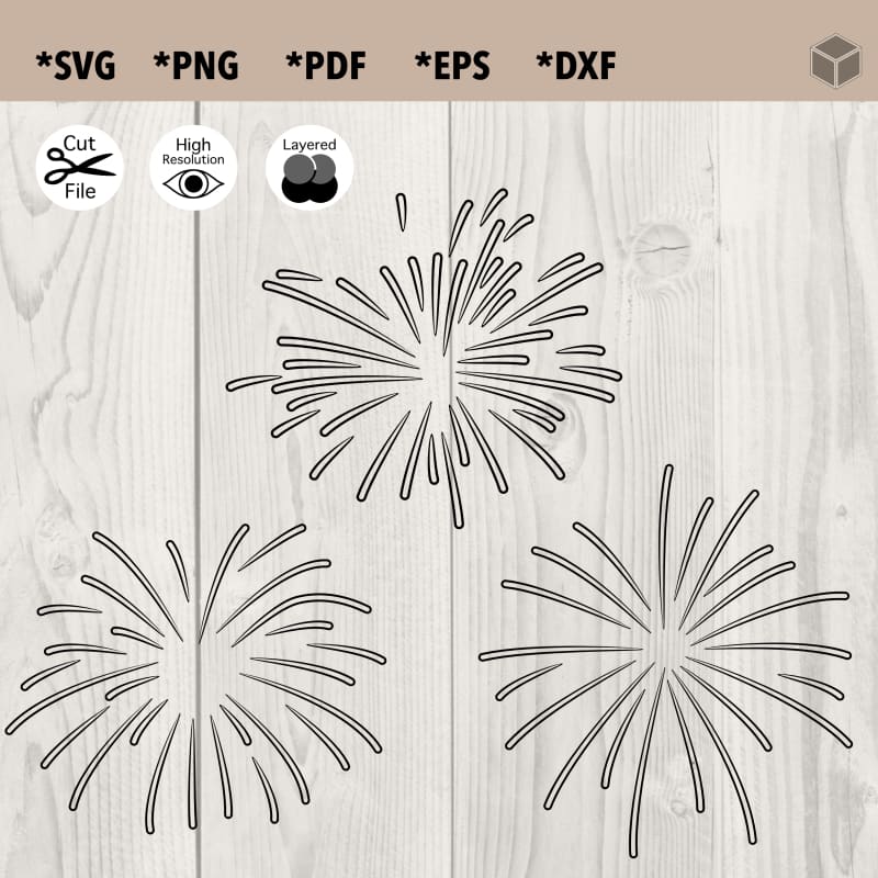 Fireworks Outline Set of 3