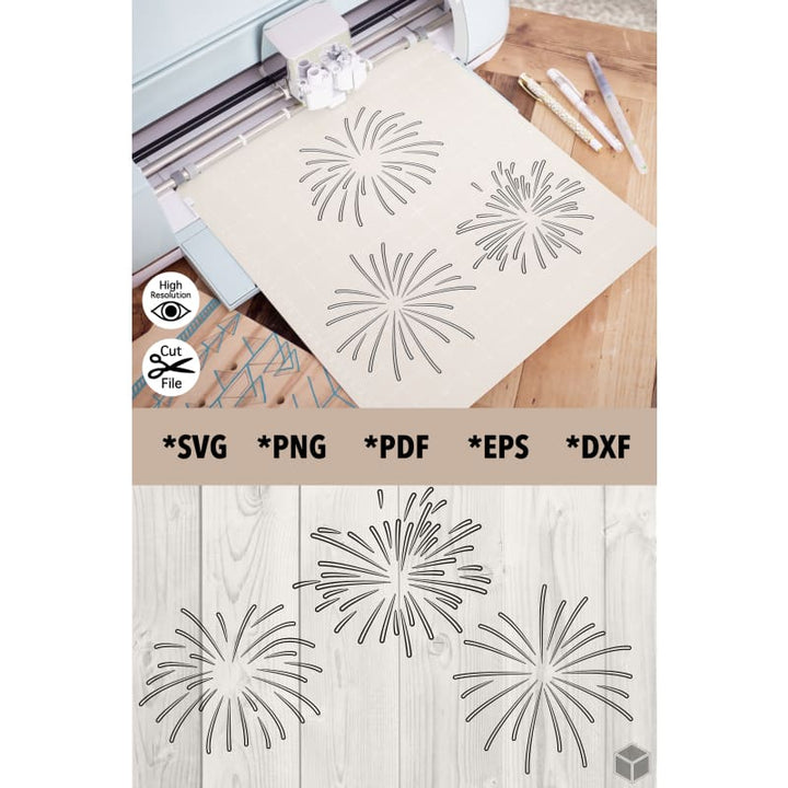 Fireworks Outline Set of 3