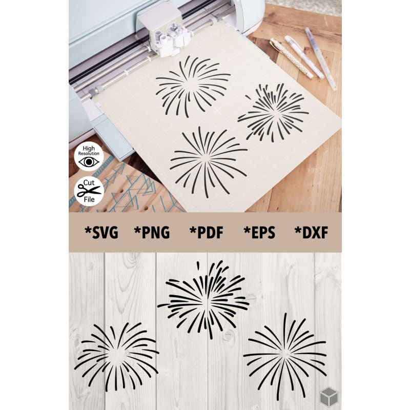 Fireworks Silhouette Set of 3