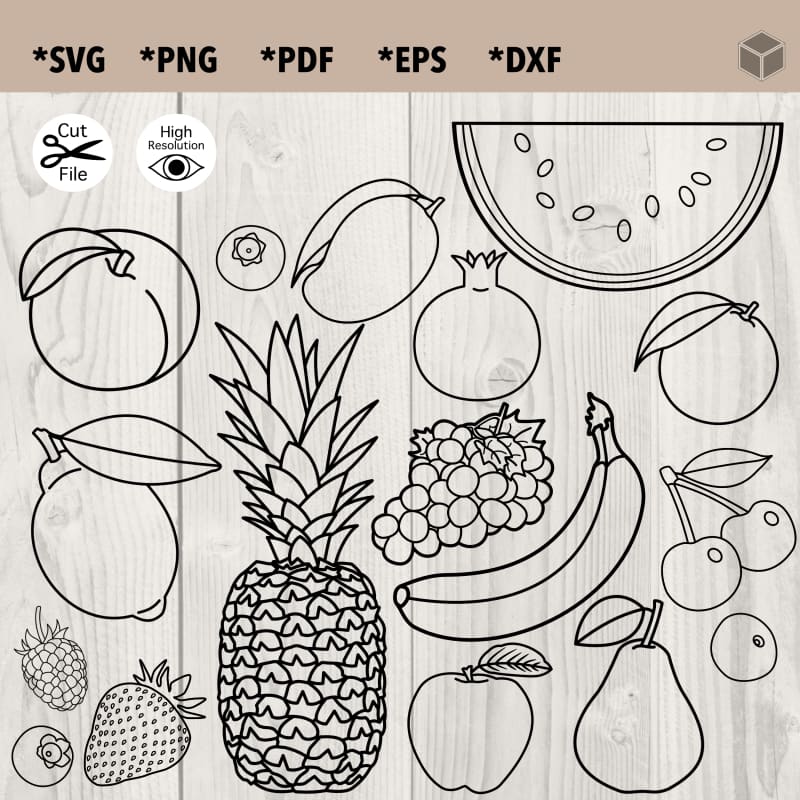 Fruits Outline Bundle - 17 Designs