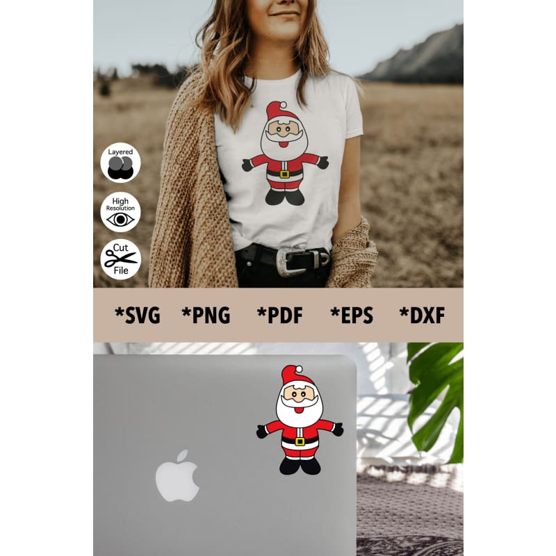 Père Noël SVG coupe fichier Clipart