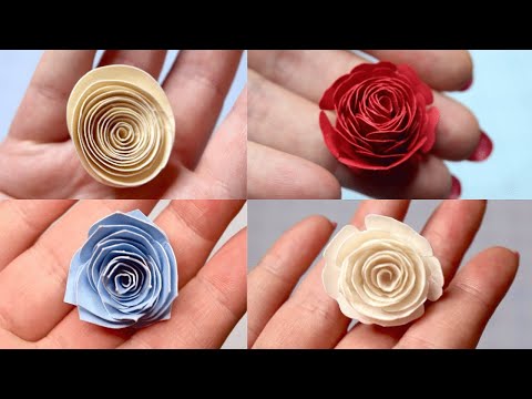 Flor de papel 3D de pétalos de corazón rojo