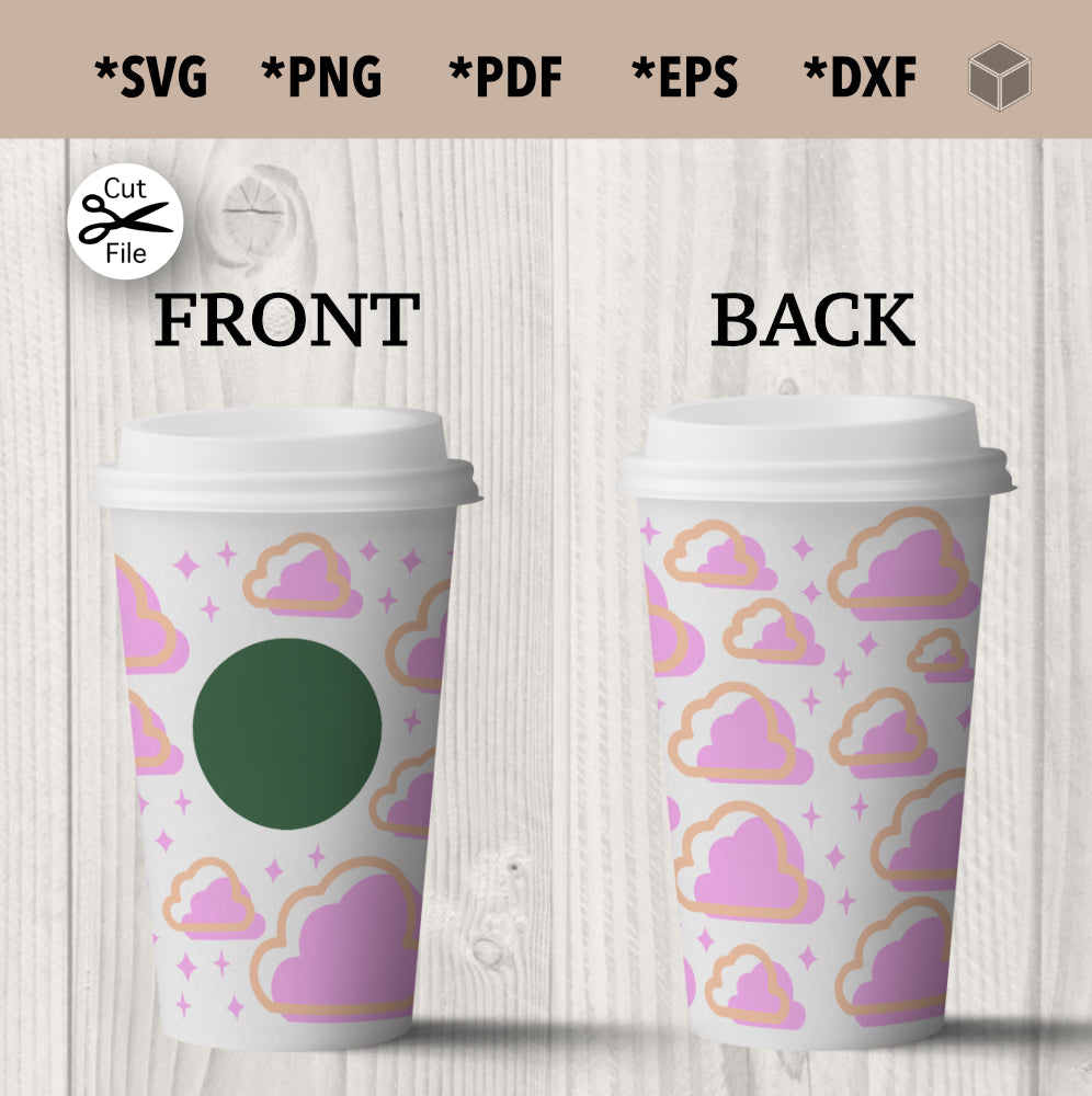 Magical Pink Clouds Hot Cup Wrap Template