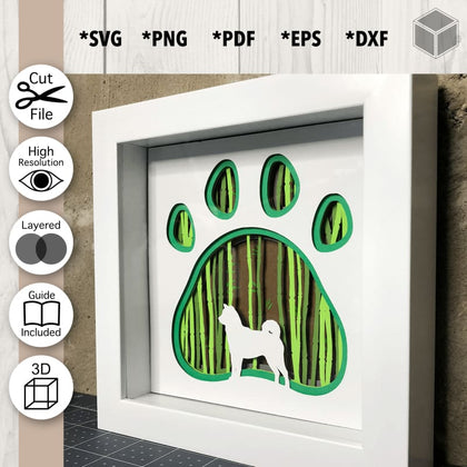 Plantilla de cartulina en capas del bosque de bambú de Shiba Inu