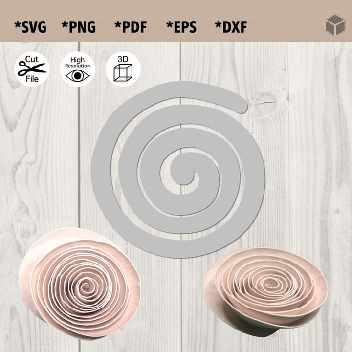 Plantilla de rosa 3D en espiral