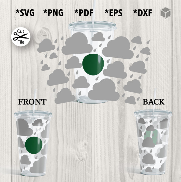 Rain Clouds Cup Wrap SVG pour 24 oz Cold Cups