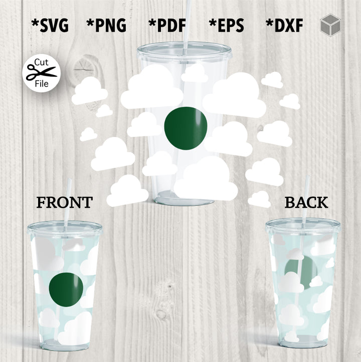 Clouds Cup Wrap SVG for 24 oz Cold Cups