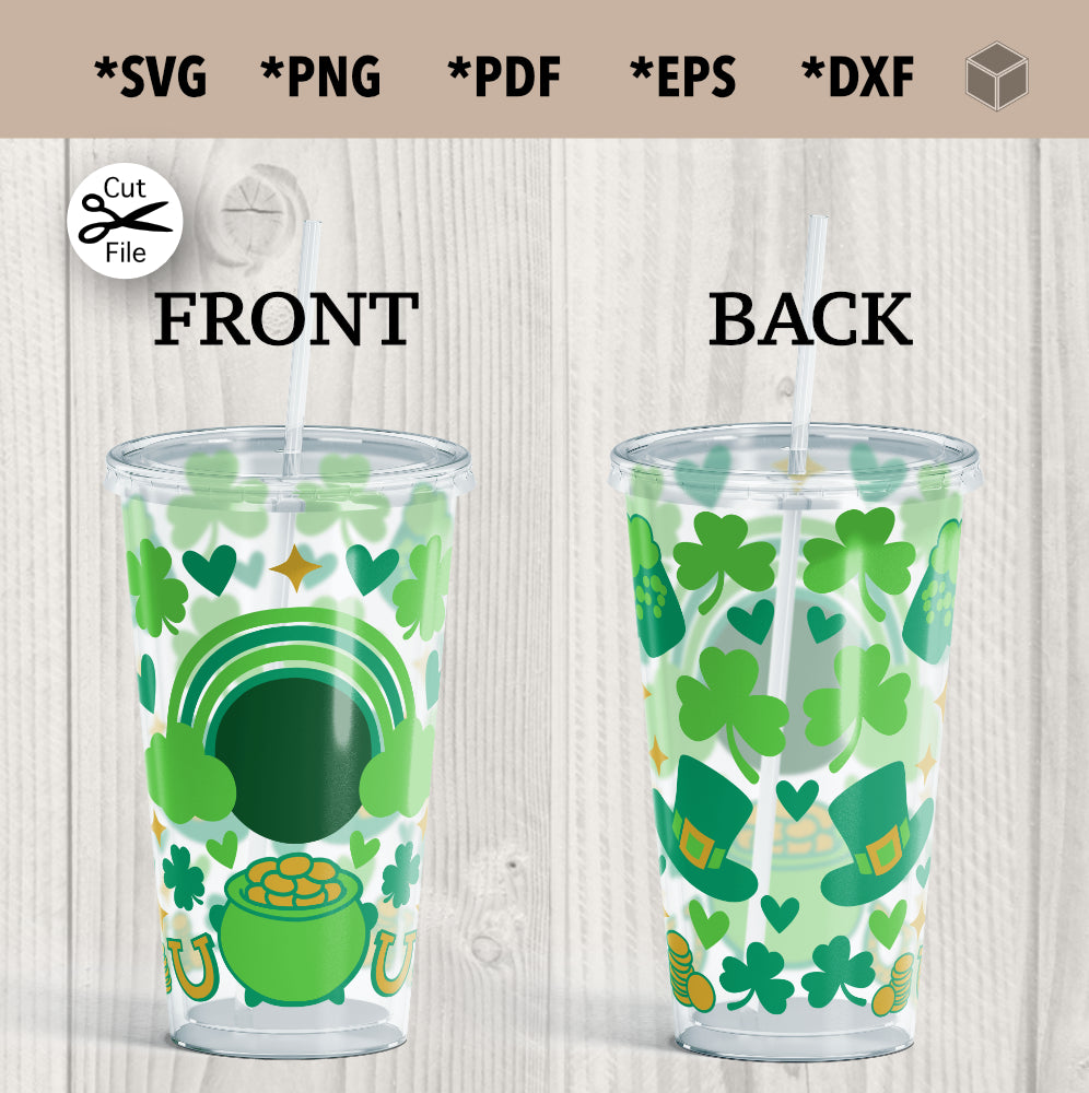St Patrick Cup Wrap SVG for 24 oz Cold Cups