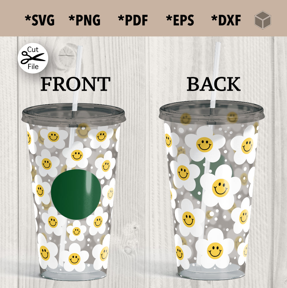 Smile Daisy Flower Cold Cup Wrap