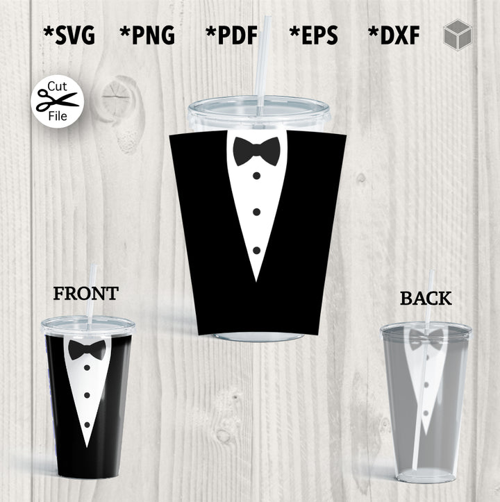 Tuxedo Cup Wrap SVG pour 24 oz Cold Cups