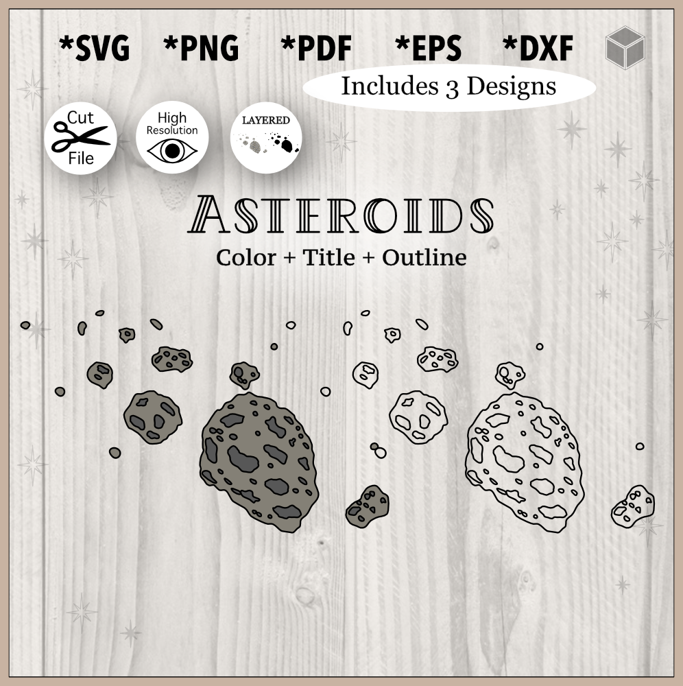 Ensemble de couleurs et de contours d'astéroïdes