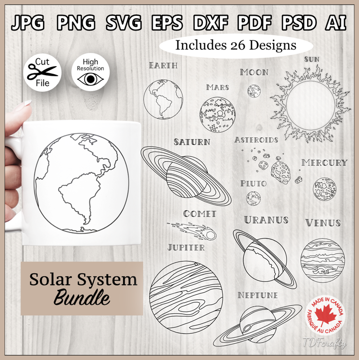 Solar System Planets Outlines