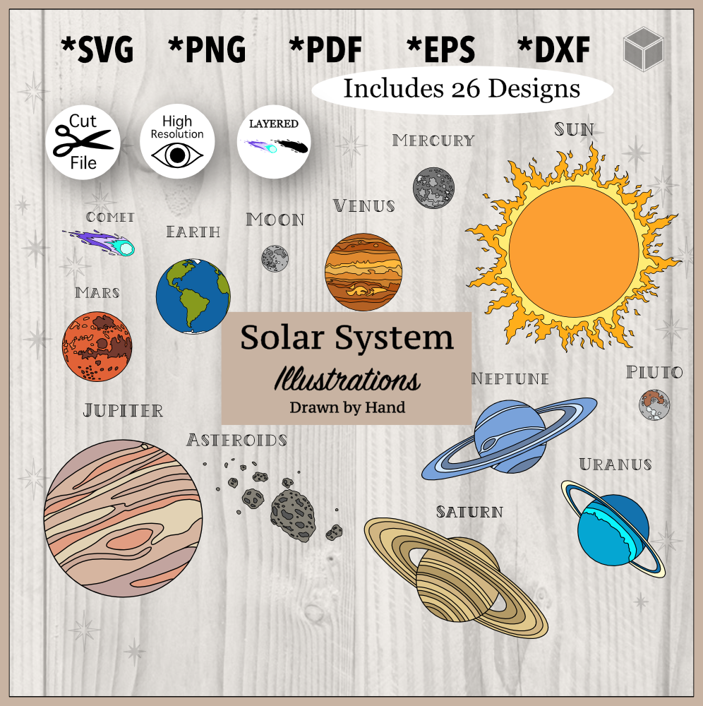Paquete de colores de planetas del sistema solar realista