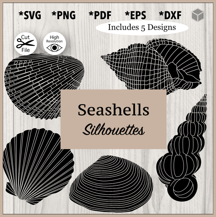 Paquete detallado de siluetas de conchas marinas