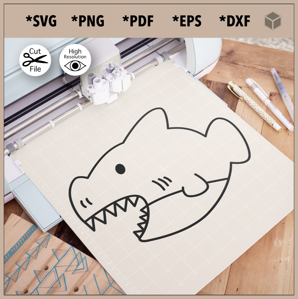 Contour de requin de dessin animé