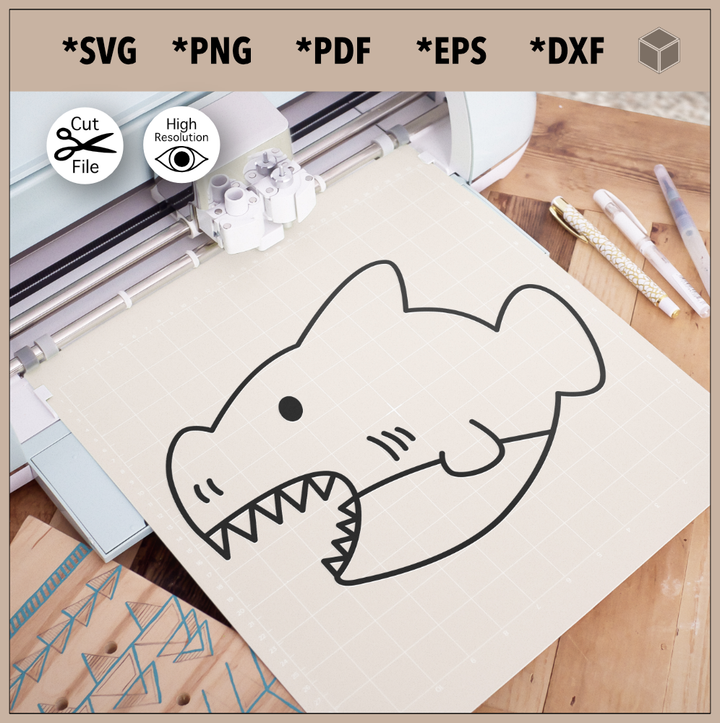 Contour de requin de dessin animé