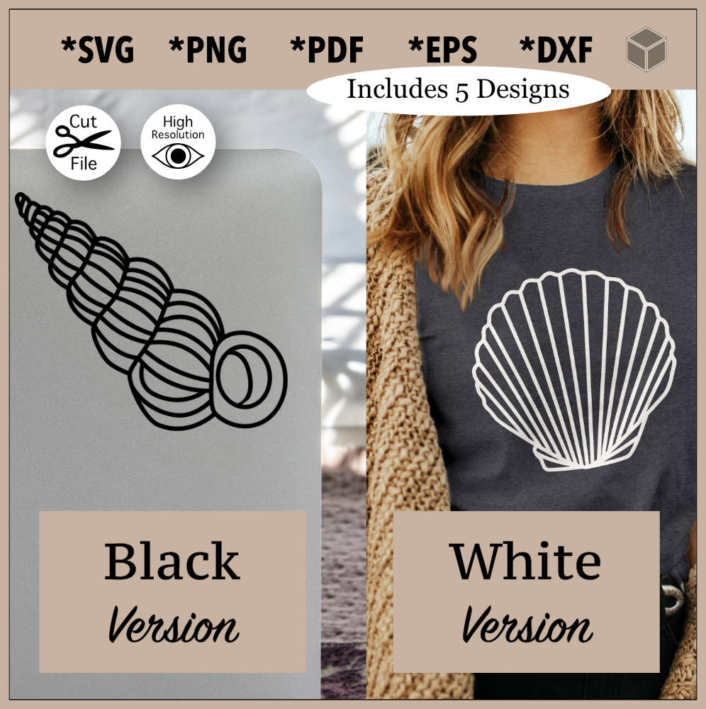 Simple Seashells Outline Bundle