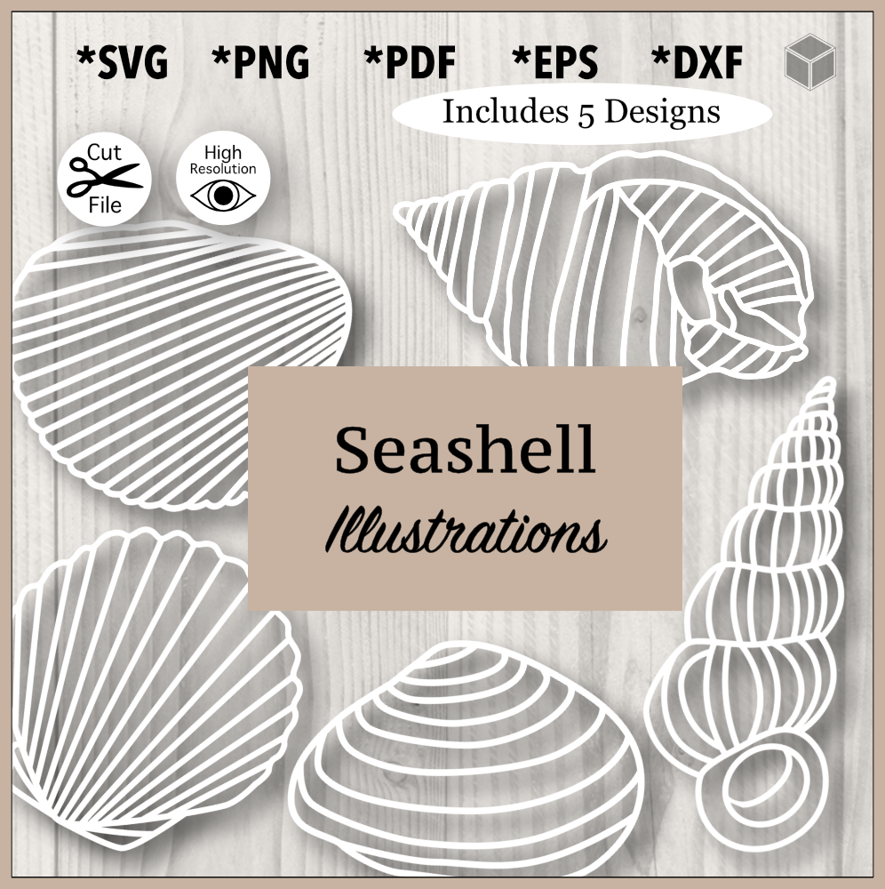 Simple Ink Seashells Vector Simple Seashells Outline Bundle SVG File | The Digital Files – Mr ...