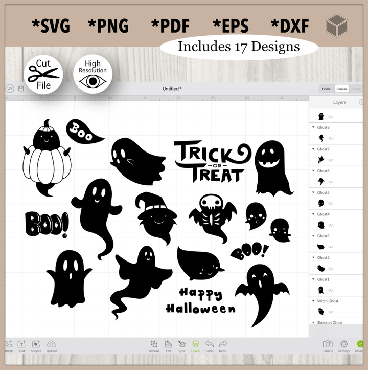 Cute Ghosts Silhouettes Bundle