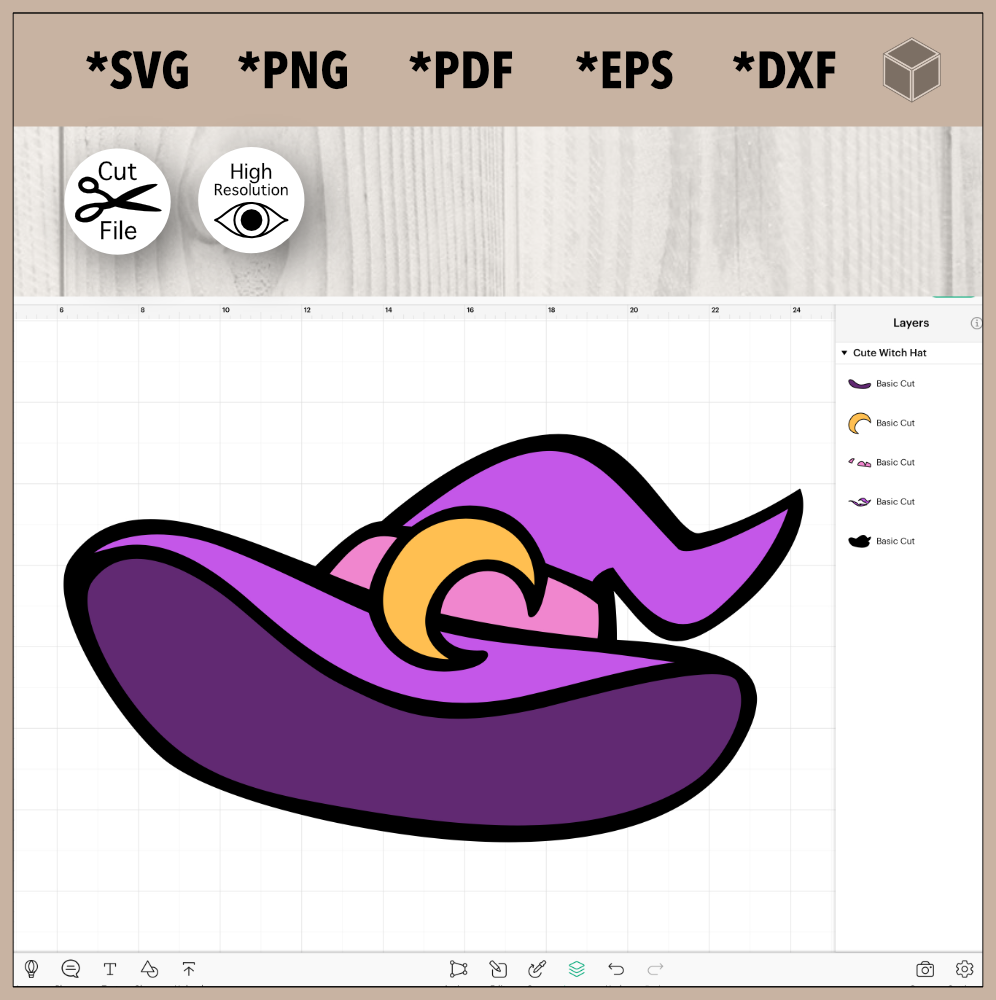 Lindo sombrero de bruja púrpura