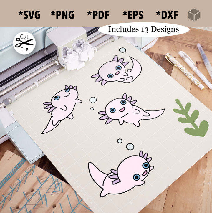 Cute Pink Axolotl Bundle