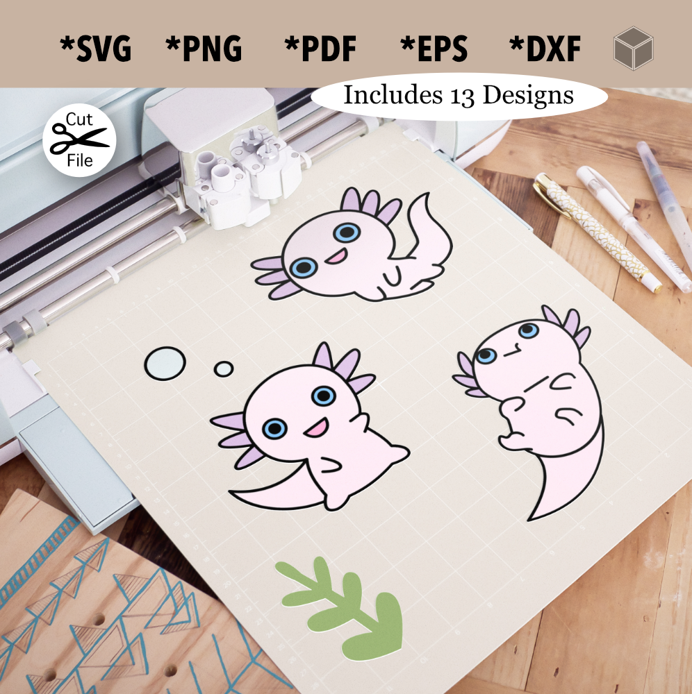 Cute Pink Axolotl Bundle