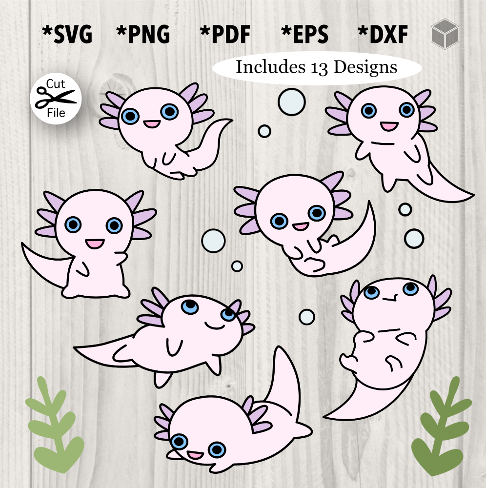 Cute Pink Axolotl Bundle