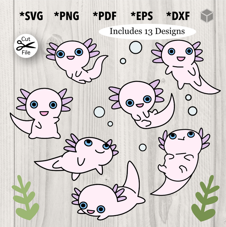 Cute Pink Axolotl Bundle