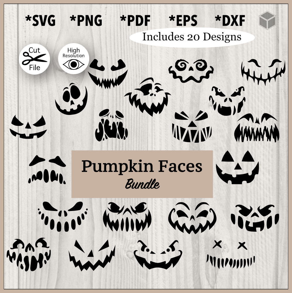 Pumpkin Faces Bundle SVG Files | The Digital Files – TDFcrafty