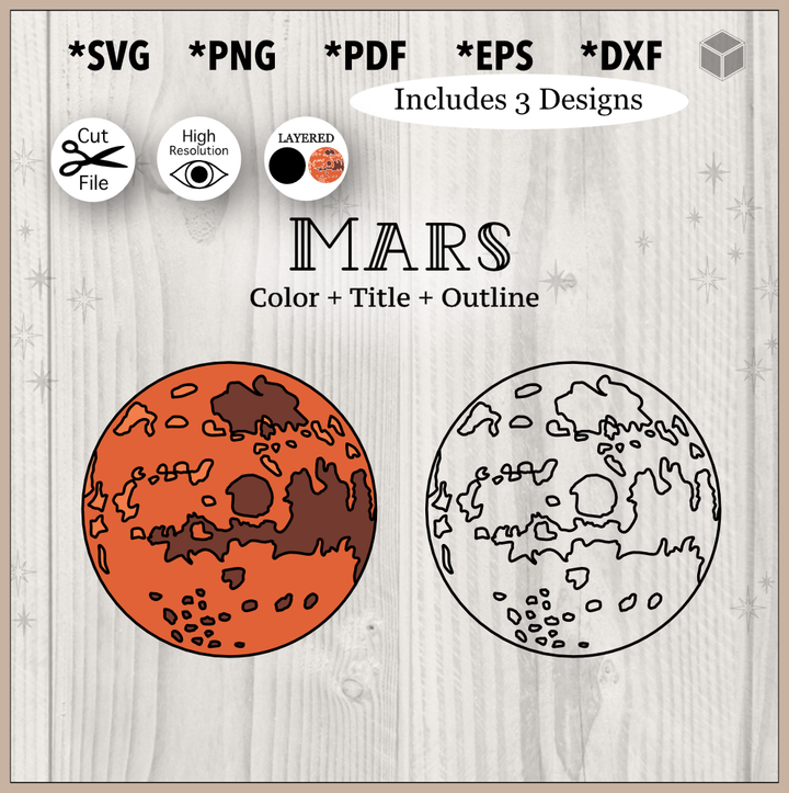 Conjunto de colores y contornos de Marte