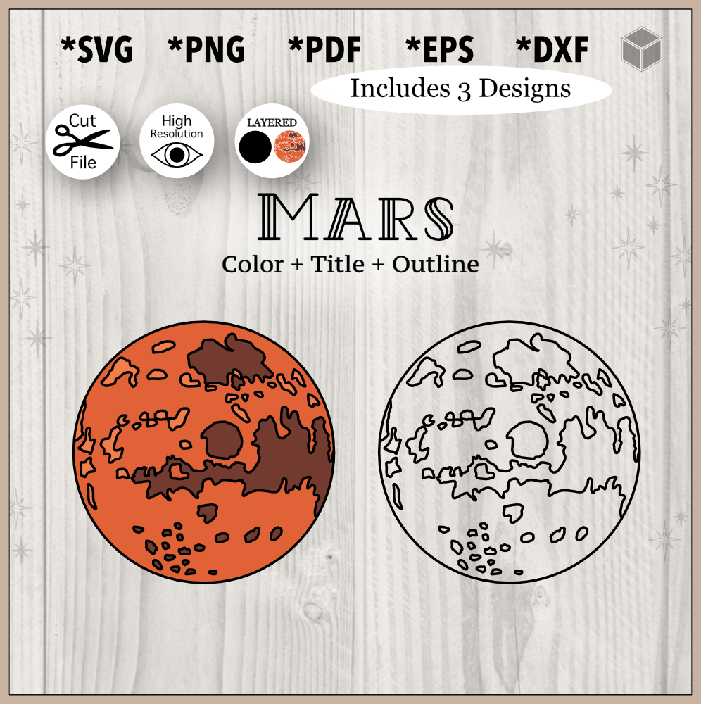 Ensemble de couleurs et de contours de Mars