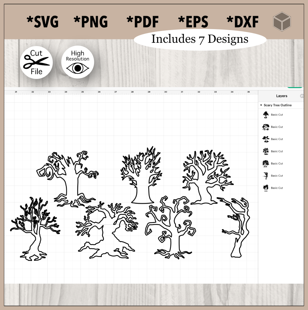 Ensemble de contours d'arbres effrayants